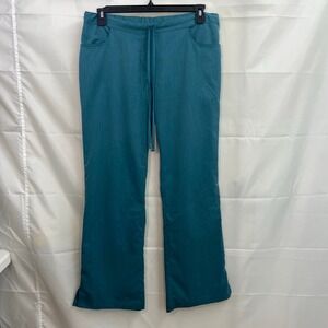 Grey's Anatomy women's teal elastic drawstring pocket straight scrubs pants M